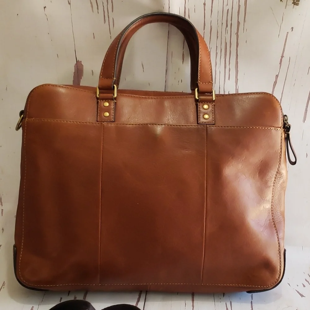 Fossil brown messenger office school bag